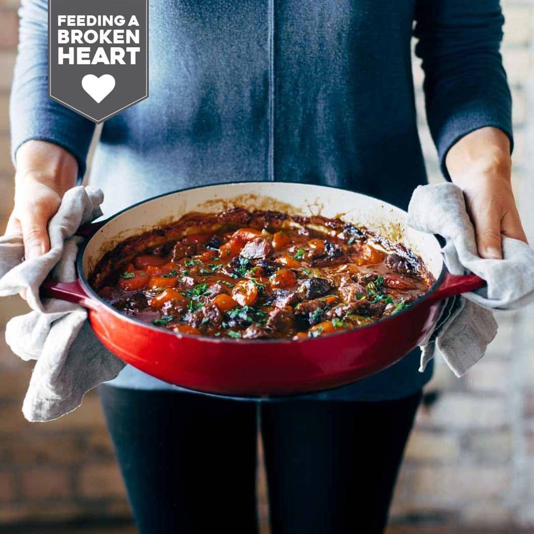 Beef stew in a pot.
