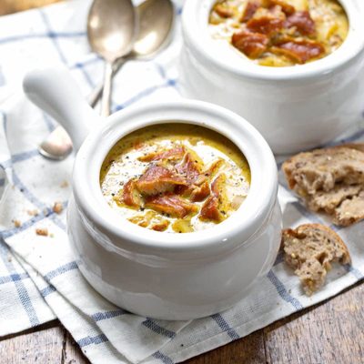 Smoked Salmon Chowder in bowls.